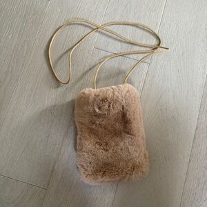 Fuzzy soft mini bag with long strap